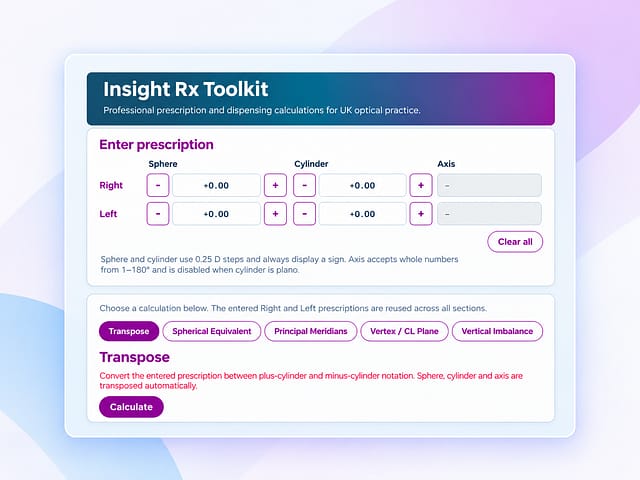 Insight Rx Toolkit prescription calculation interface